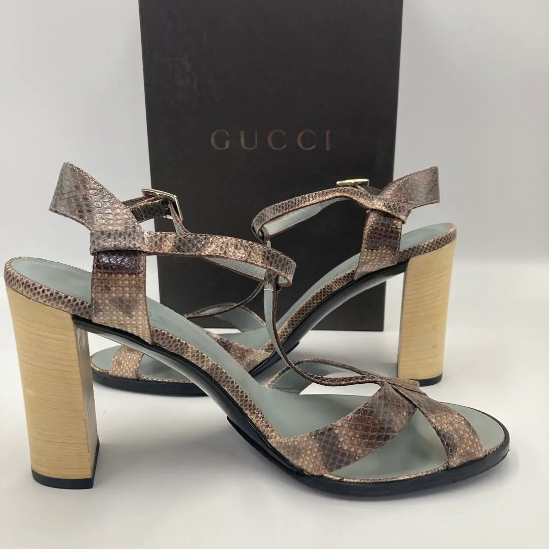 ✨GUCCI✨ Heel Sandals Python Snake Pattern Size 6 + B (23.5cm)