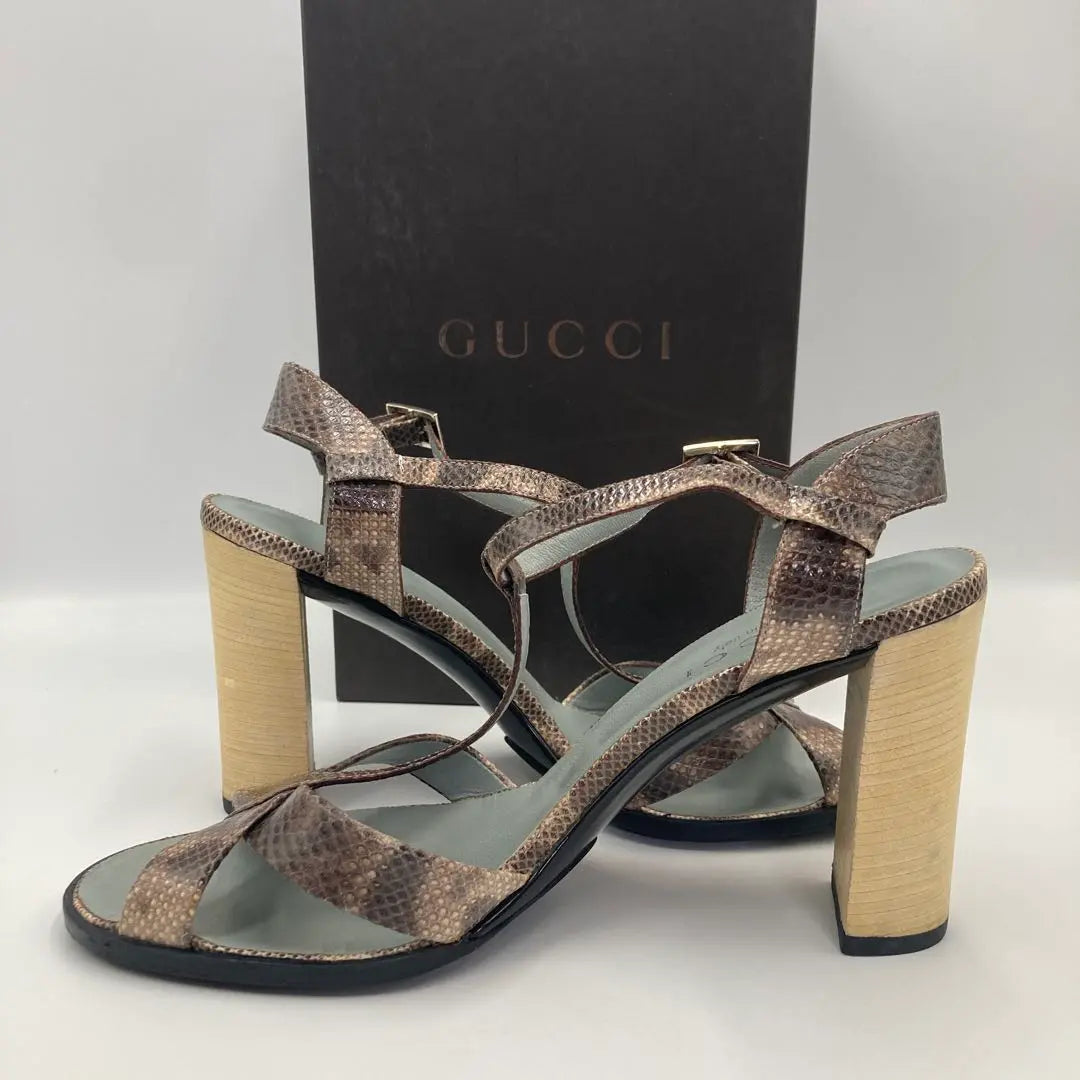 ✨GUCCI✨ Heel Sandals Python Snake Pattern Size 6 + B (23.5cm)