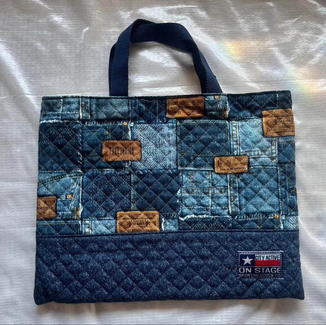 Denim print lesson bag and shoe holder