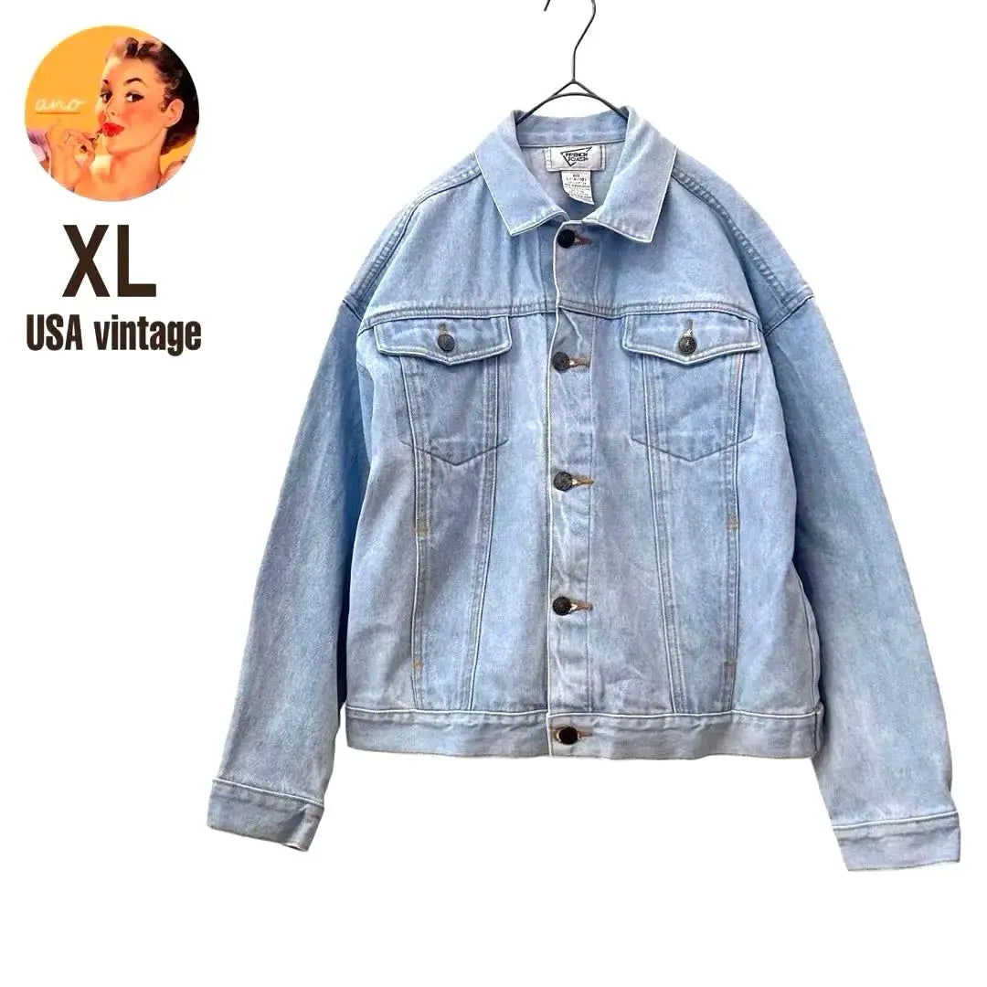 Denim jacket USA vintage clothing G-jacket light blue large size spring