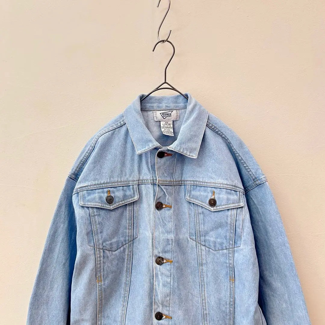 Denim jacket USA vintage clothing G-jacket light blue large size spring