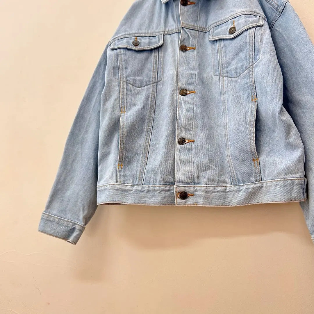 Denim jacket USA vintage clothing G-jacket light blue large size spring