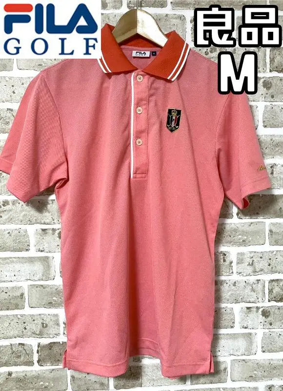 Good condition FILA GOLF Men's Short Sleeve Polo Shirt M Size Pink