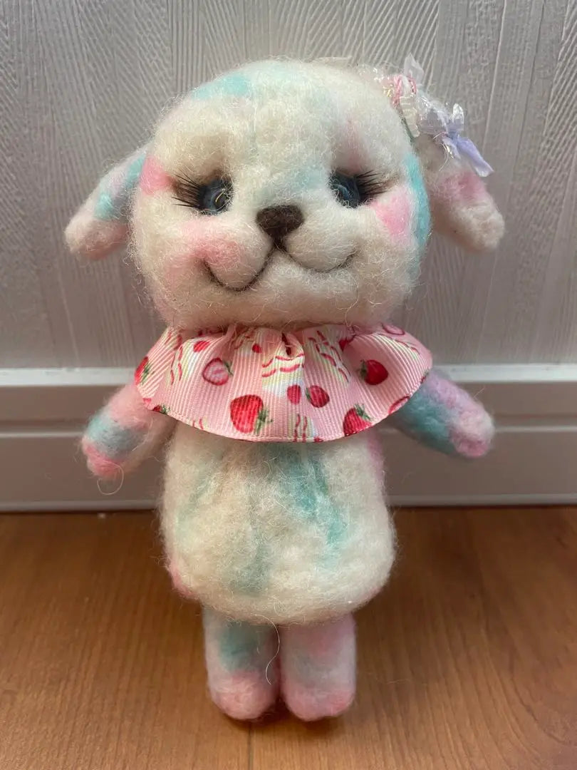 Handmade wool felt rabbit plush toy