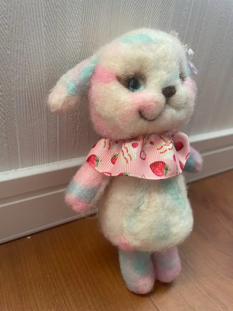 Handmade wool felt rabbit plush toy