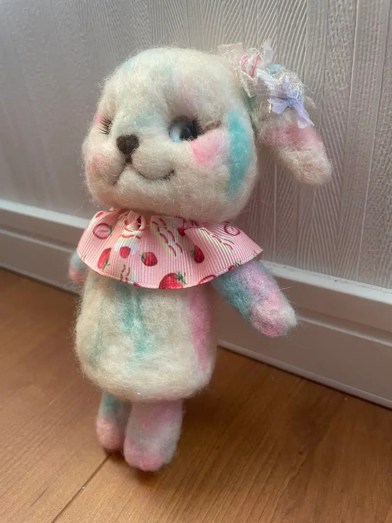 Handmade wool felt rabbit plush toy