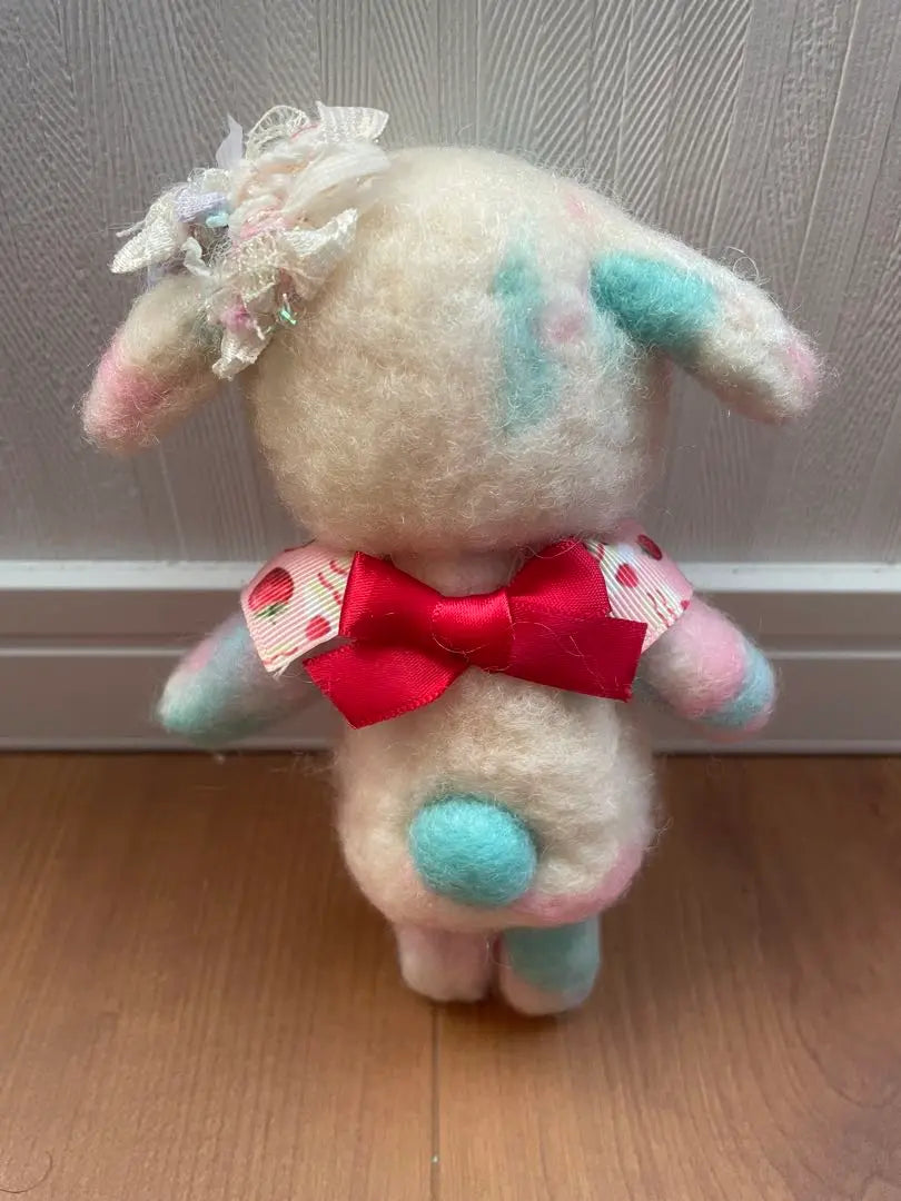 Handmade wool felt rabbit plush toy