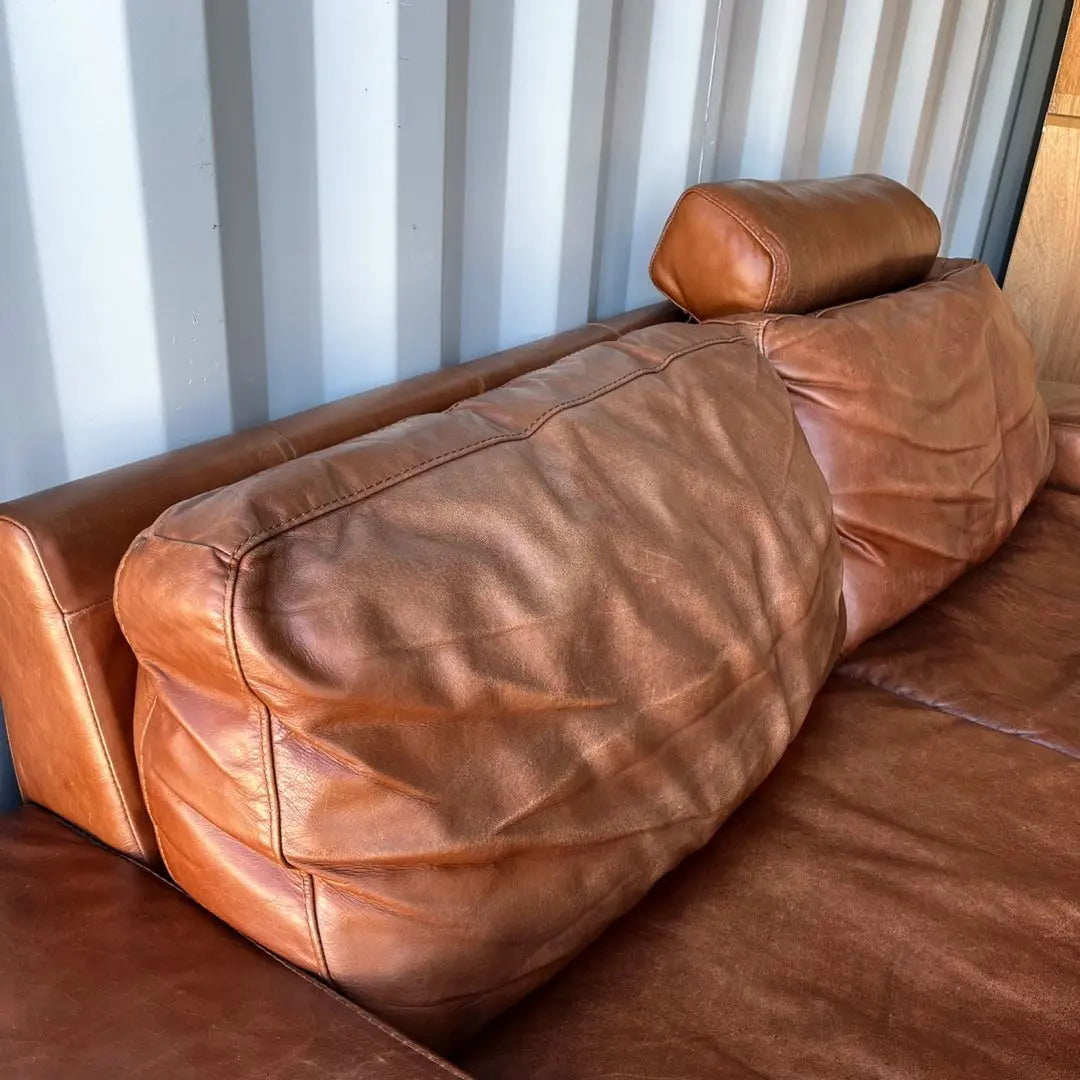 Installation is free! Actus Five by Five 3350 Genuine Leather Brown Sofa Ottoman