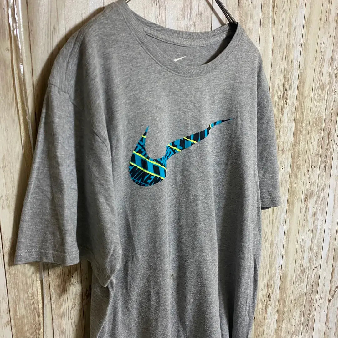 [D26] Nike Nike Big Design Print Logo TEE Gray