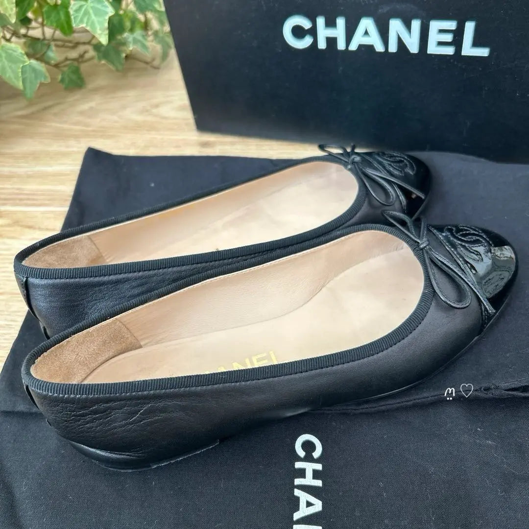 CHANEL Coco Mark Flat Pumps 36 23cm Ballet Shoes