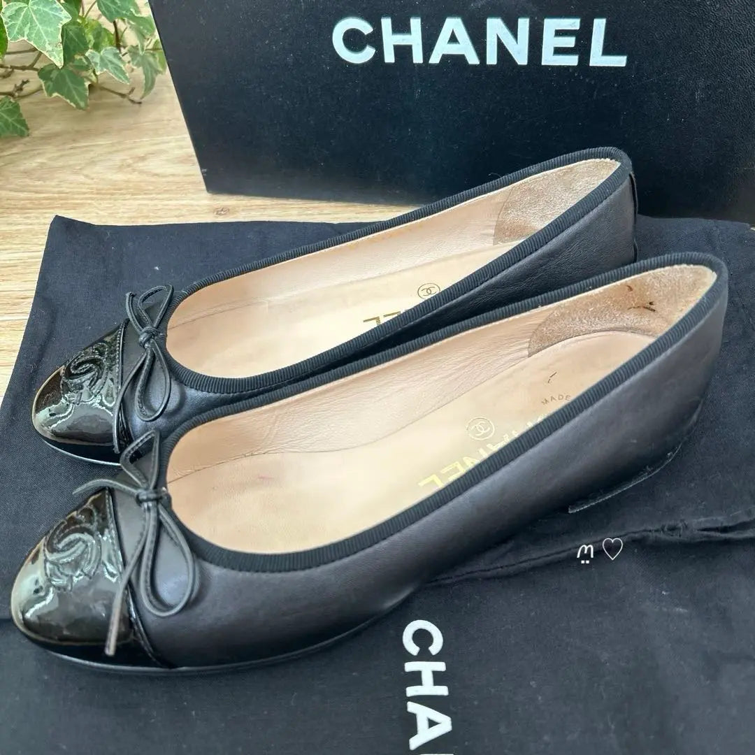 CHANEL Coco Mark Flat Pumps 36 23cm Ballet Shoes