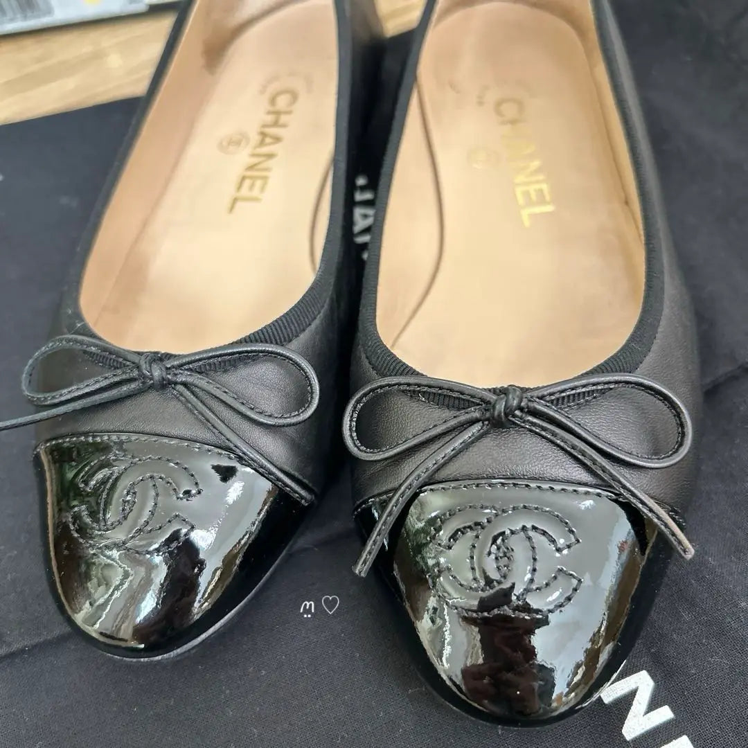 CHANEL Coco Mark Flat Pumps 36 23cm Ballet Shoes