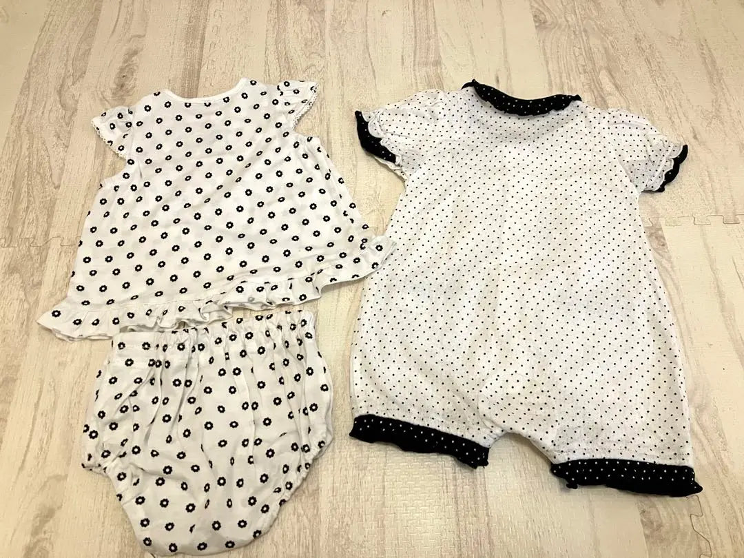 Baby clothes 3 -piece set black and white polka dots