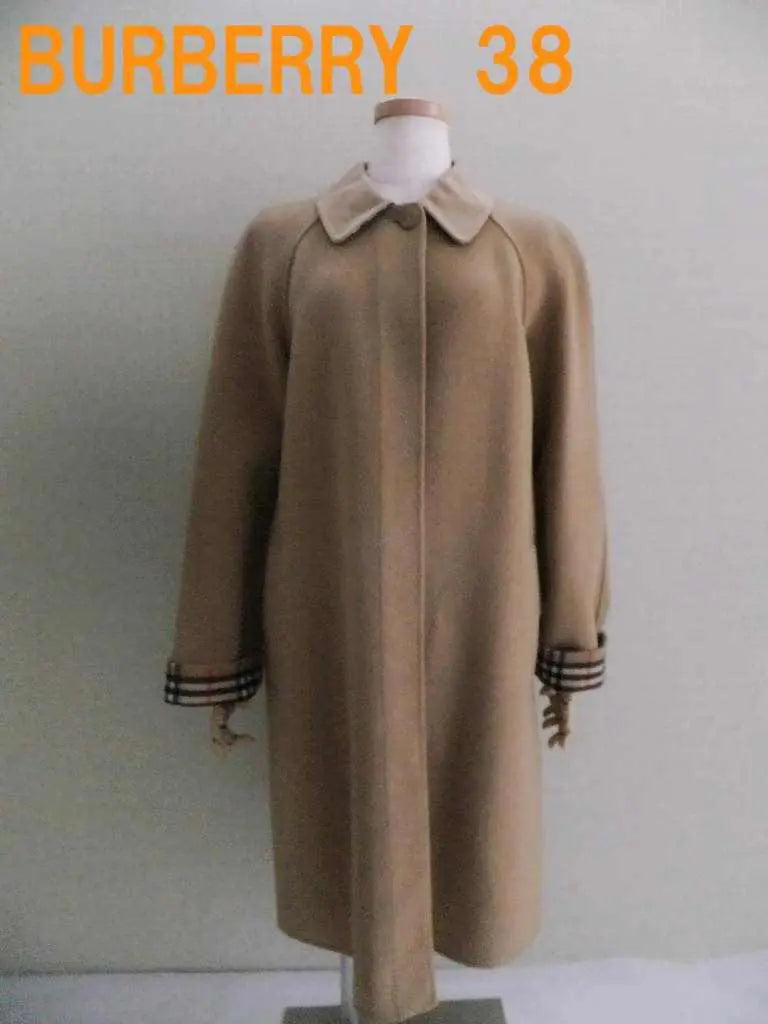 Burberry cashmere long coat 38 camel brown back: check pattern