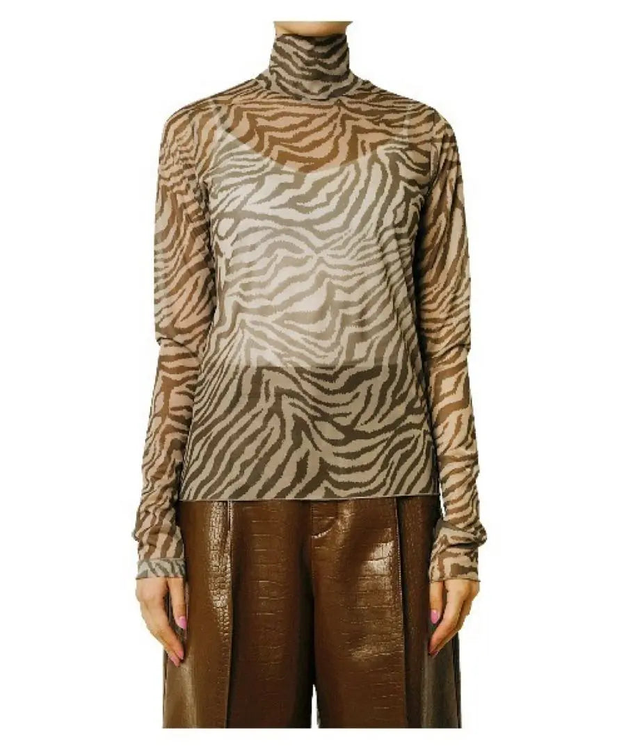 Zebra Print Turtle Neck Tops 36 size