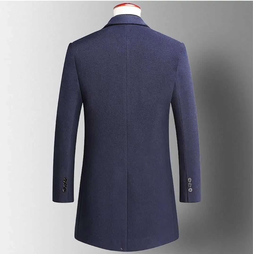 [New] Chester coat, long coat, men's, navy, men's clothing