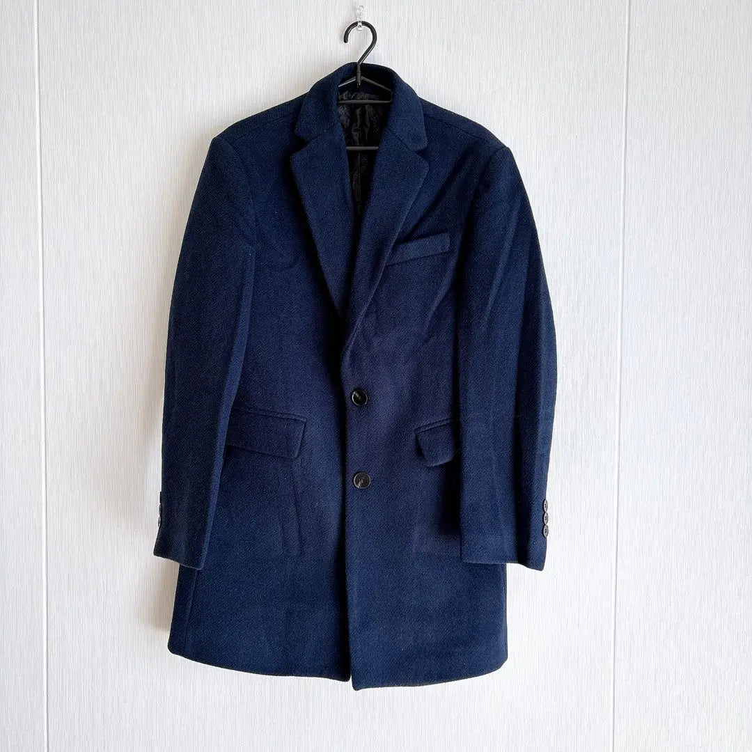 [New] Chester coat, long coat, men's, navy, men's clothing