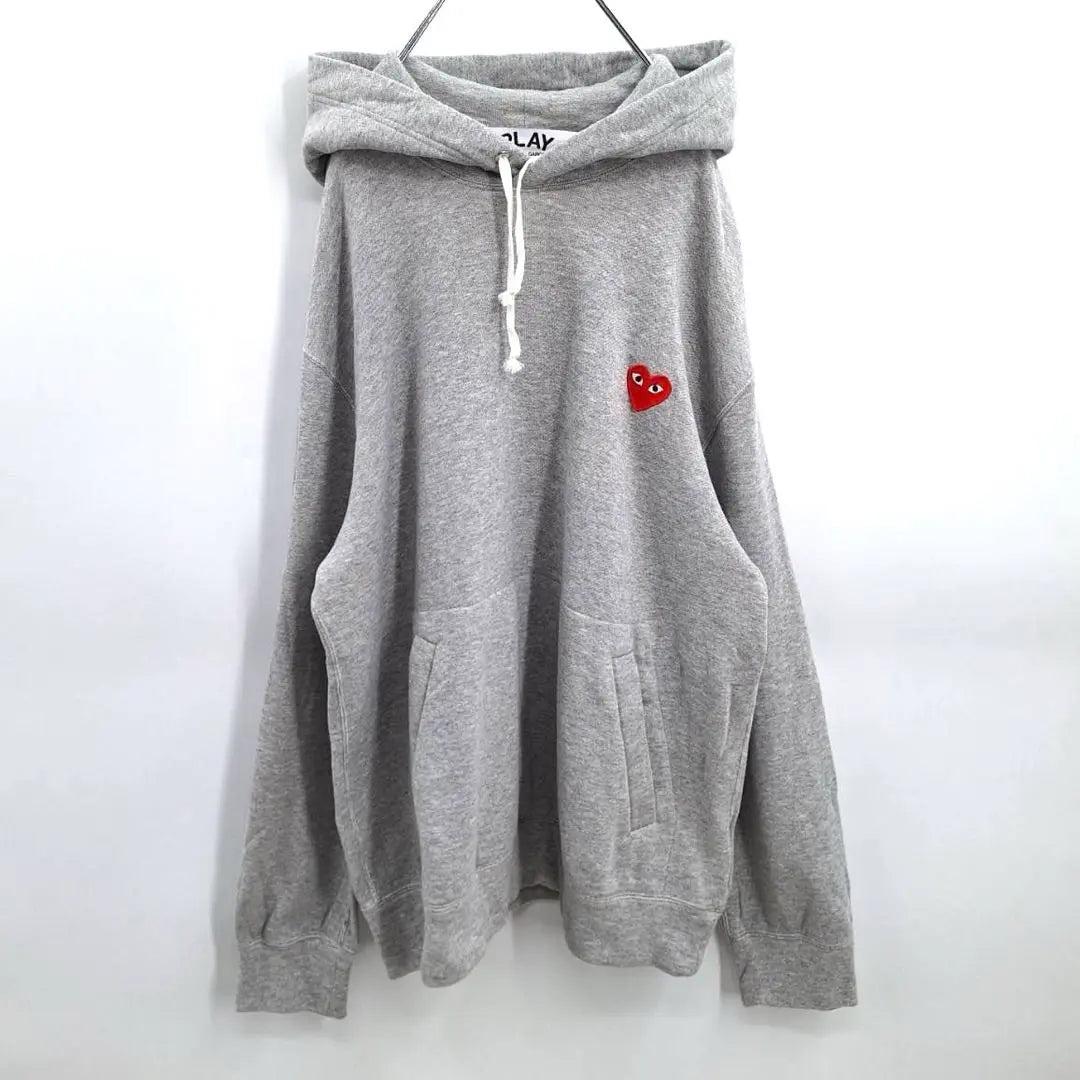 [Raro XL] Sudadera con capucha con logotipo bordado en forma de corazón de Praycom des Garcons gris Difícil de conseguir