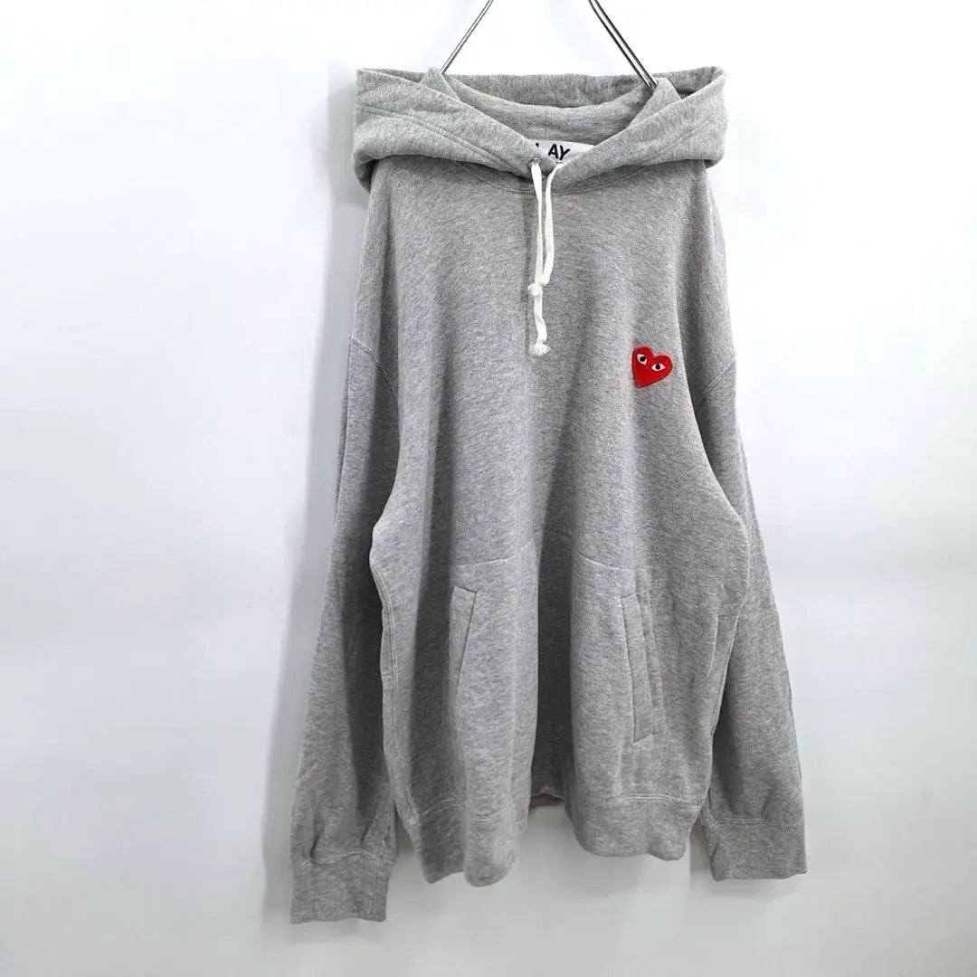 [Raro XL] Sudadera con capucha con logotipo bordado en forma de corazón de Praycom des Garcons gris Difícil de conseguir