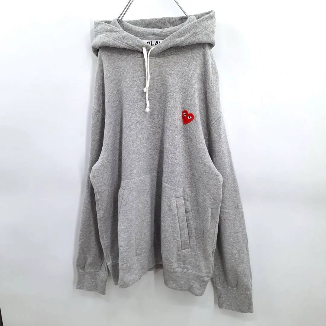 [Raro XL] Sudadera con capucha con logotipo bordado en forma de corazón de Praycom des Garcons gris Difícil de conseguir