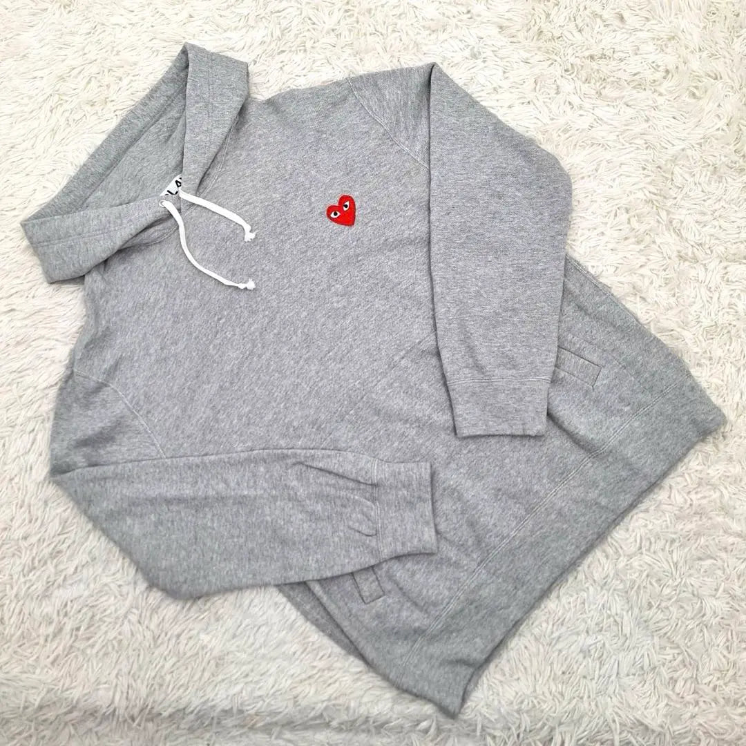 [Raro XL] Sudadera con capucha con logotipo bordado en forma de corazón de Praycom des Garcons gris Difícil de conseguir