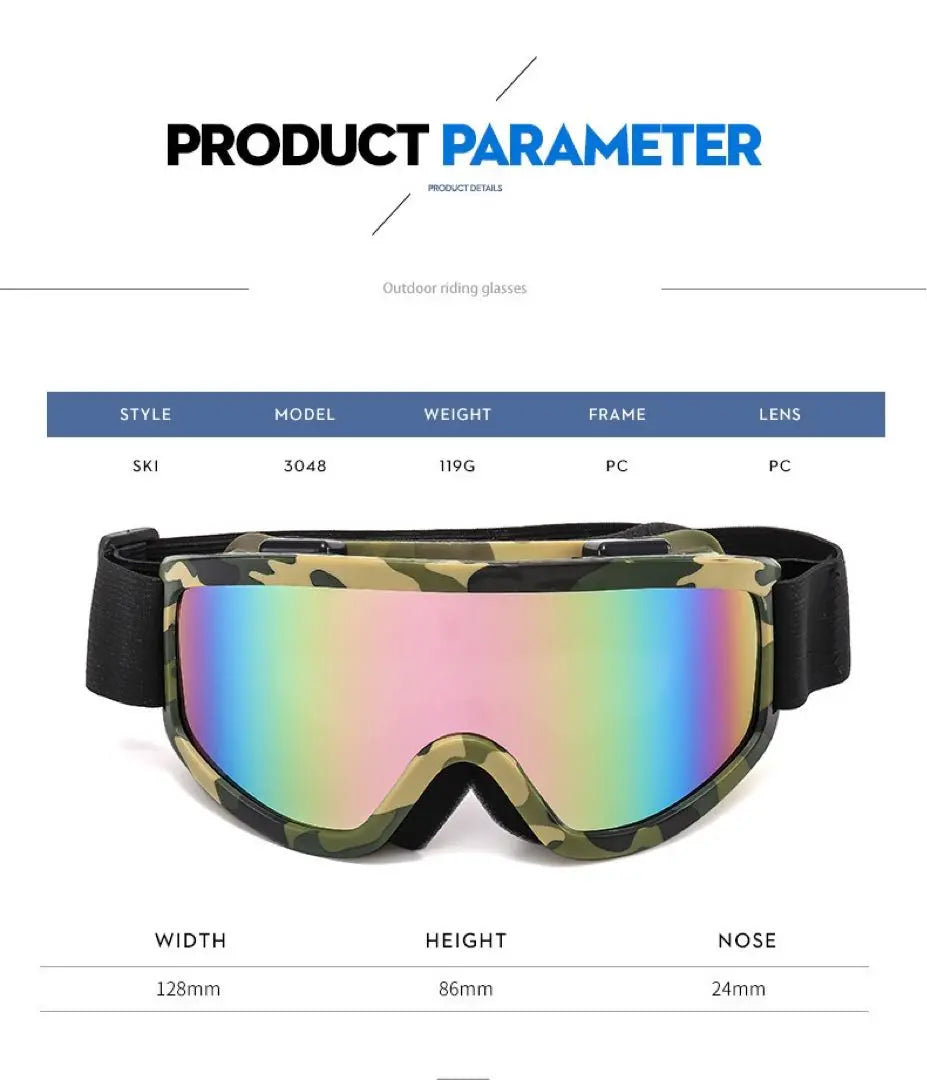 Gafas de esquí y snowboard/UV400 con bolsa de almacenamiento/espejo antivaho compatible con gafas