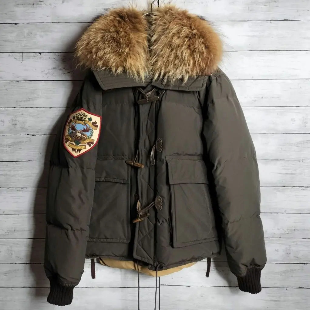 DSQUARED Disk Extra Thick Down Jacket Real Fur Toggle