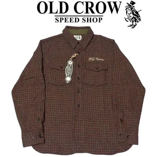 OLD CROW Wool Alpaca Check Shirt Orange XL Tag included | 極美 OLD CROW ウール アルパカ チェックシャツ オレンジXL タグ付属