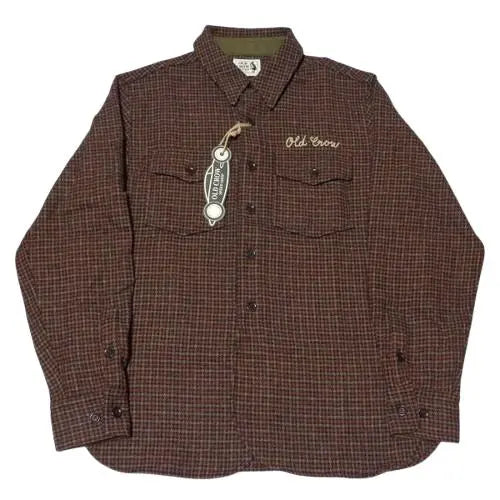 OLD CROW Wool Alpaca Check Shirt Orange XL Tag included | 極美 OLD CROW ウール アルパカ チェックシャツ オレンジXL タグ付属