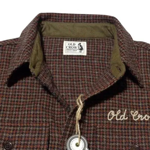 OLD CROW Camisa De Lana A Cuadros De Alpaca Naranja XL Etiqueta incluida | 極美 OLD CROW ウール アルパカ チェックシャツ オレンジXL タグ付属