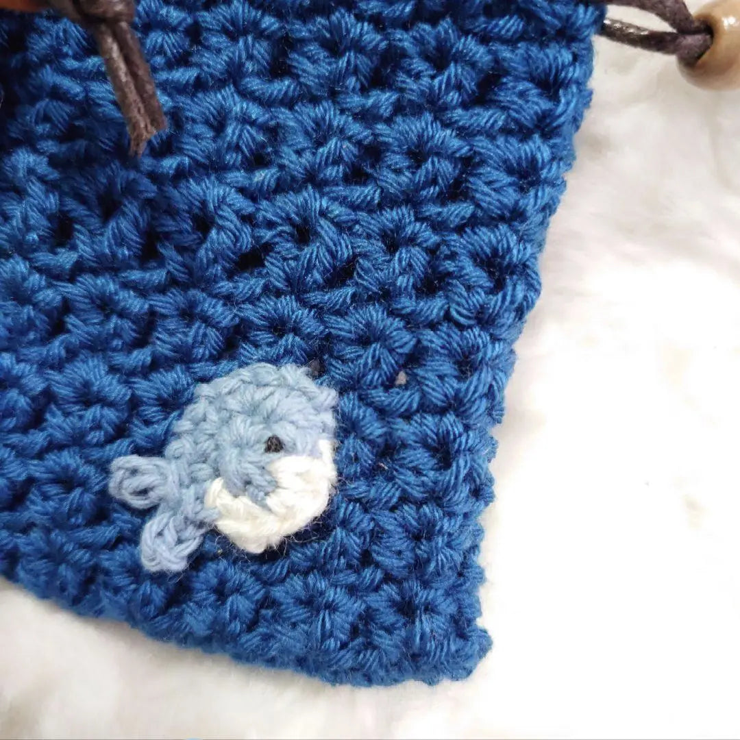 17. Whale hand-knitted drawstring bag...Accessory holder