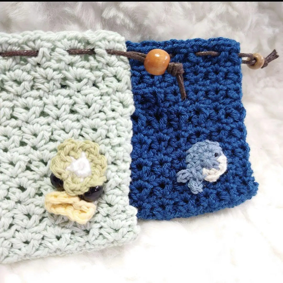 17. Whale hand-knitted drawstring bag...Accessory holder