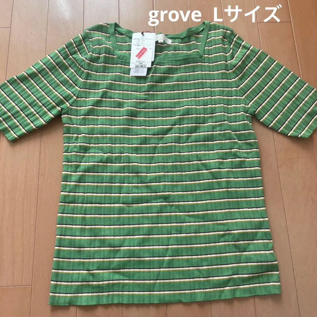 [New] Grove Green Stripe Short Sleeve T-shirt L size