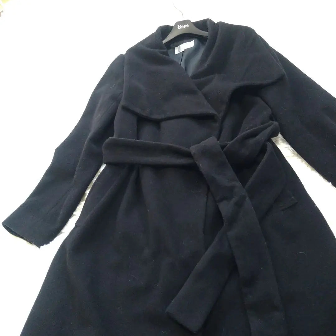 M-PREMIER Long coat Belt Actress collar A-line