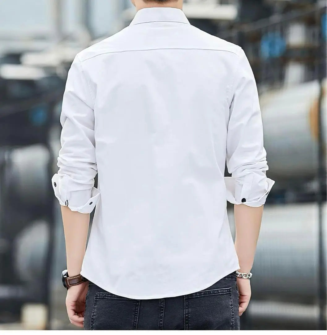 ⭐Somethings⭐Men's Shirt Long Sleeve Casual White Plain L