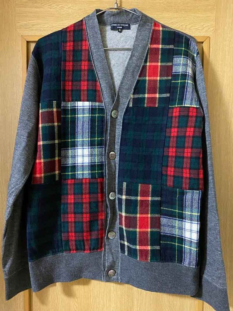 Comde Garson Om Check Pattern Patchwork Cardigan