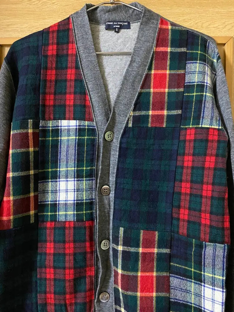 Comde Garson Om Check Pattern Patchwork Cardigan