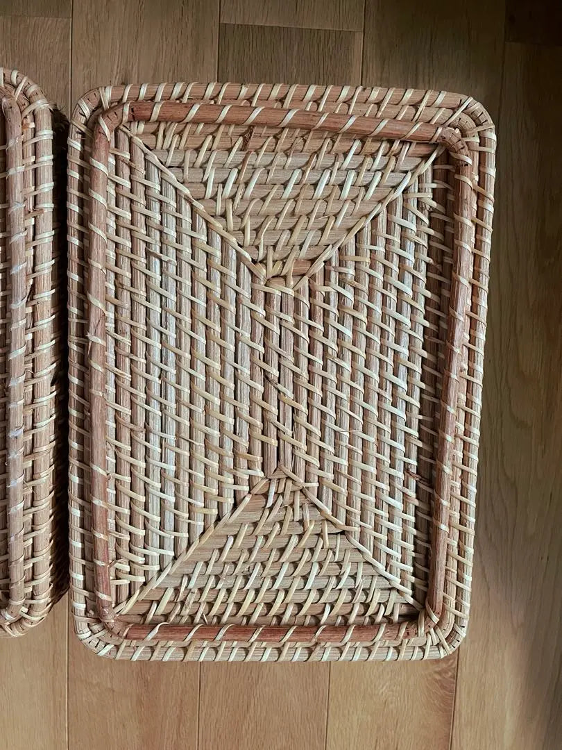 MUJI Overlaid Rattan Basket Basket Basket Knitted Rectangular Box