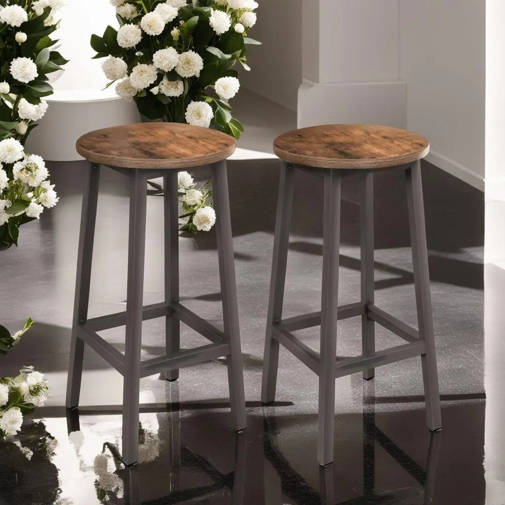 Taburete de bar elegante con vetas de madera, 2 sillas