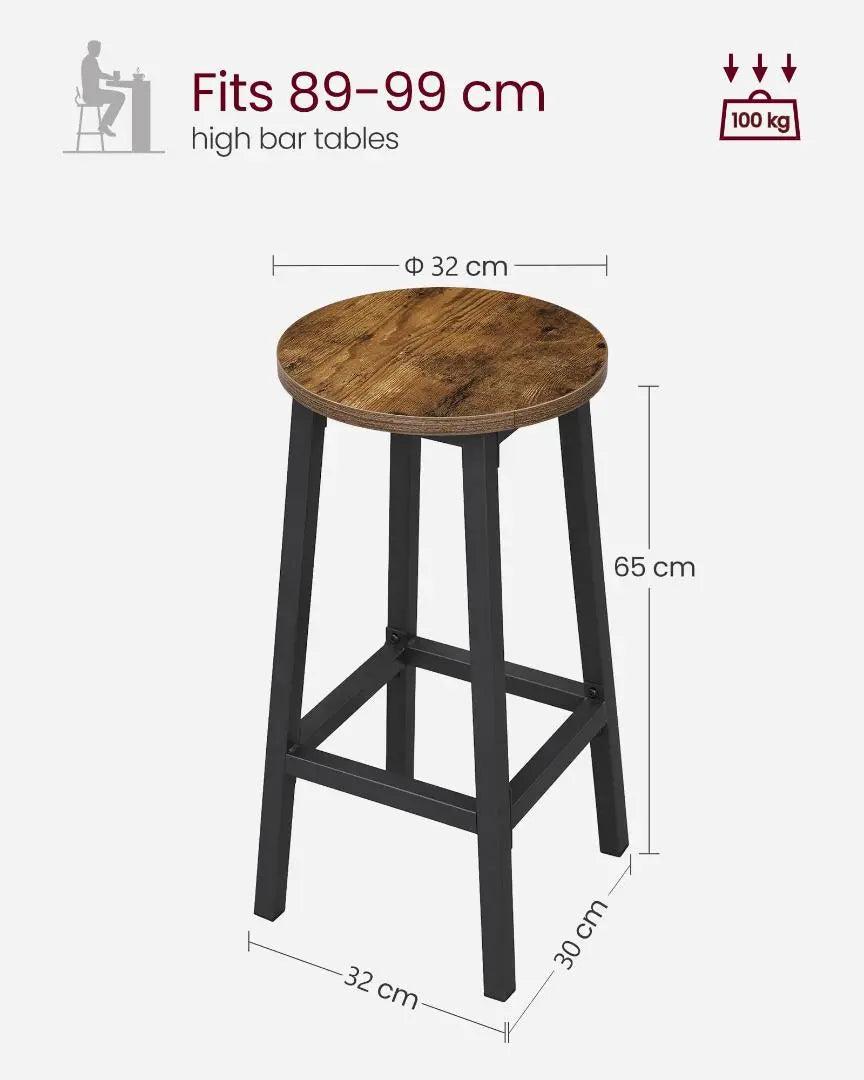 Wood-grain stylish counter stool 2 chairs