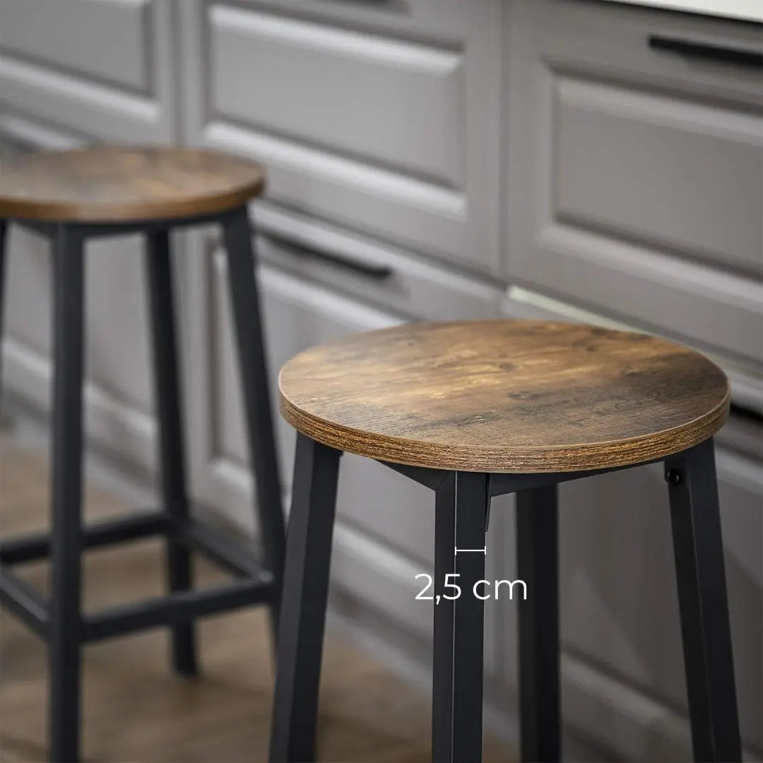 Taburete de bar elegante con vetas de madera, 2 sillas