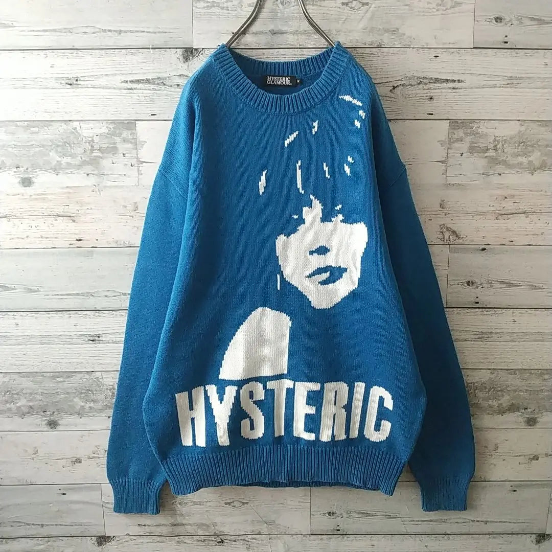 Super rare model ☆ Hysteric Glamor Full-face Hiss Girl Low Gauge Knit L equivalent