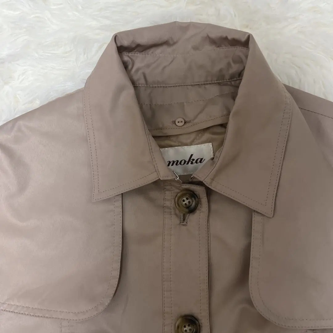 moka junior trench coat beige ribbon