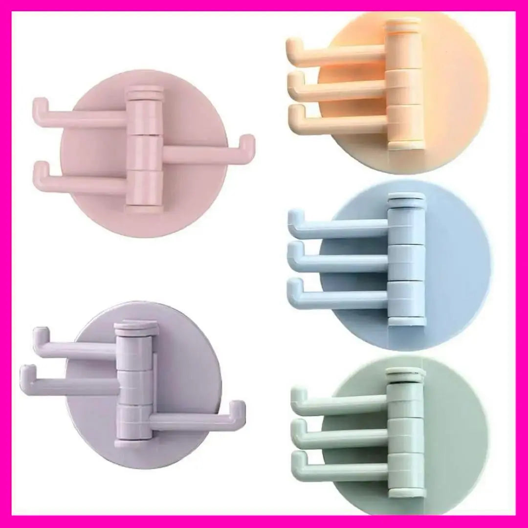 Set of 5 3-branch rotating hook Rotating folding hook Rotating wall hook with adhesive