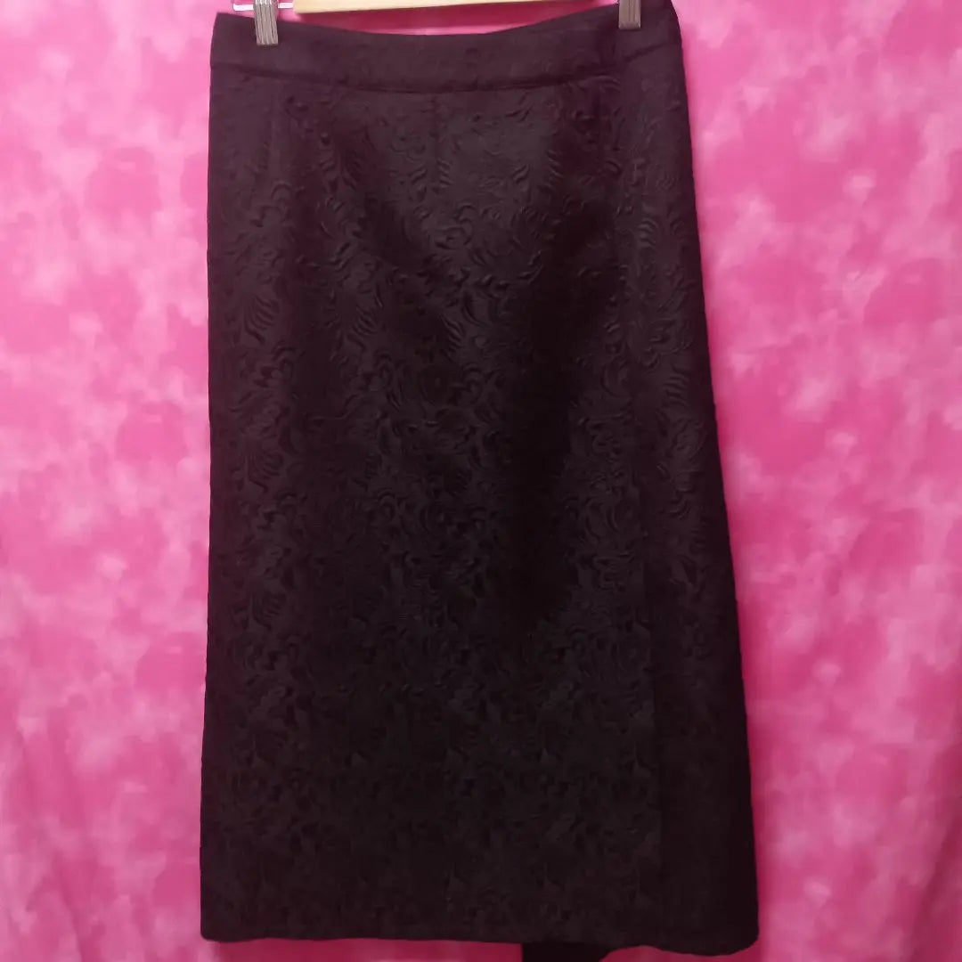 Size M [Sale] Immediate delivery Publicux ¥4500 ↓Long skirt Black embossed