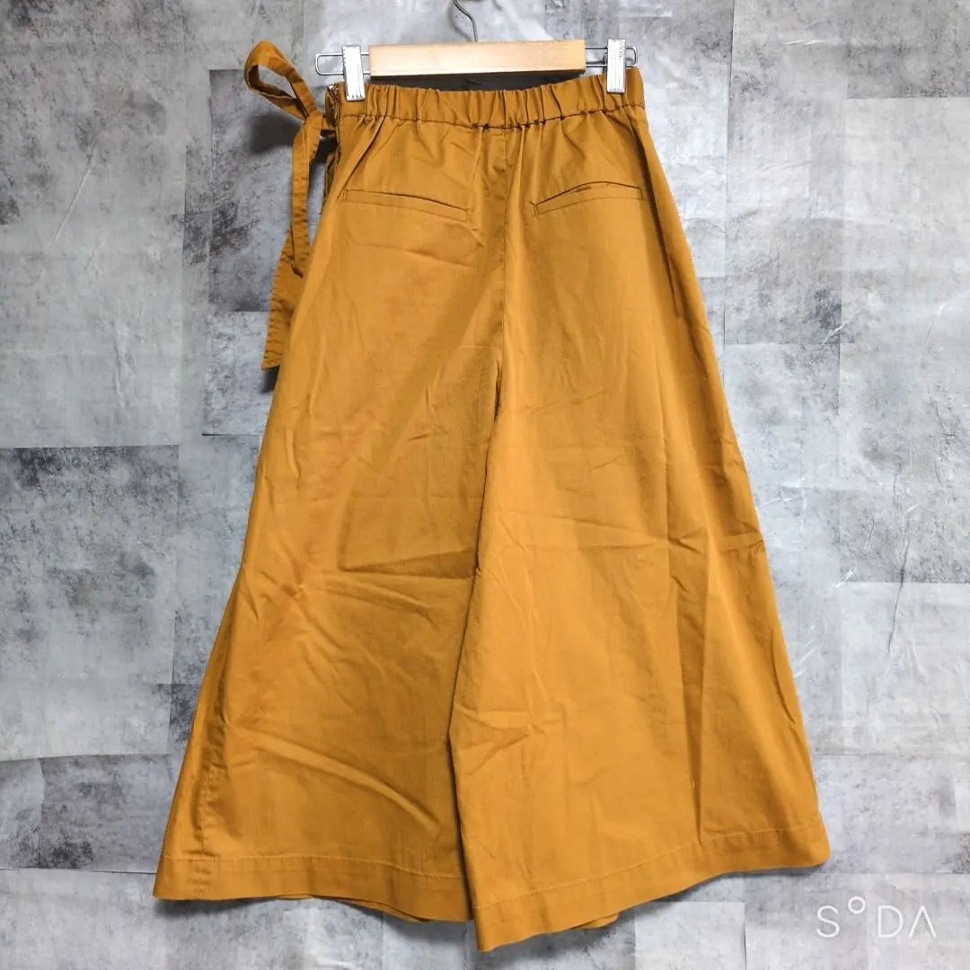 [Uniqlo] High Waist Lace Midscant Mustard Wide Pants Elastic Back