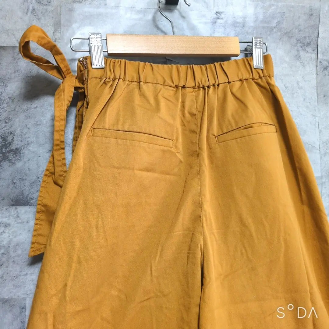 [Uniqlo] High Waist Lace Midscant Mustard Wide Pants Elastic Back