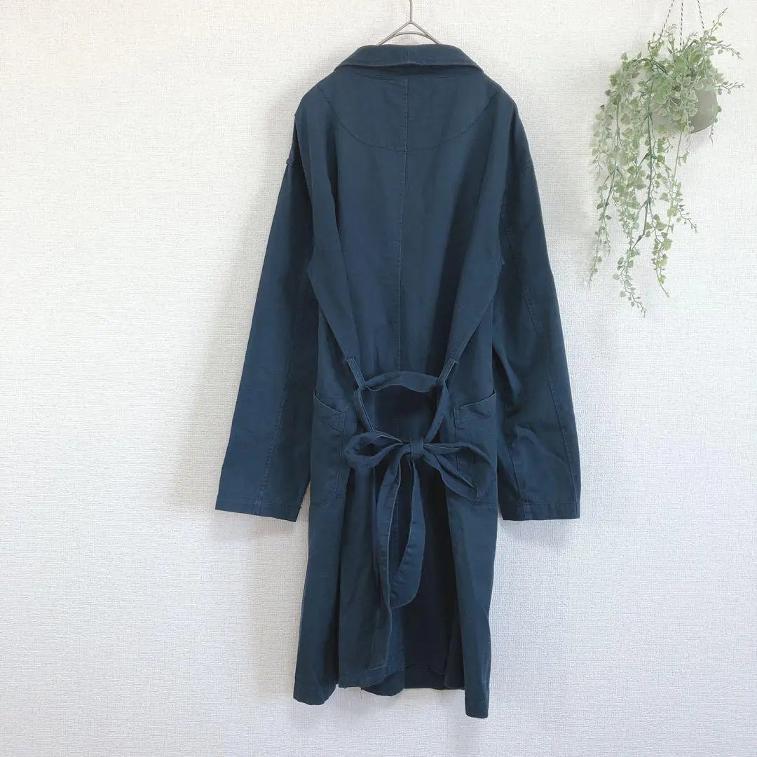 Long coat 100% cotton waist ribbon women's outerwear simple F