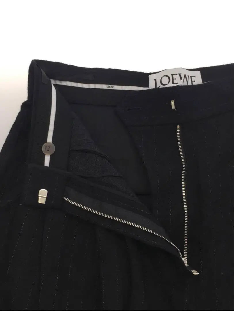 Rebajas Daan de Año Nuevo LOEWE ◆ Pantalones anchos/40/lana/BLK/rayas/