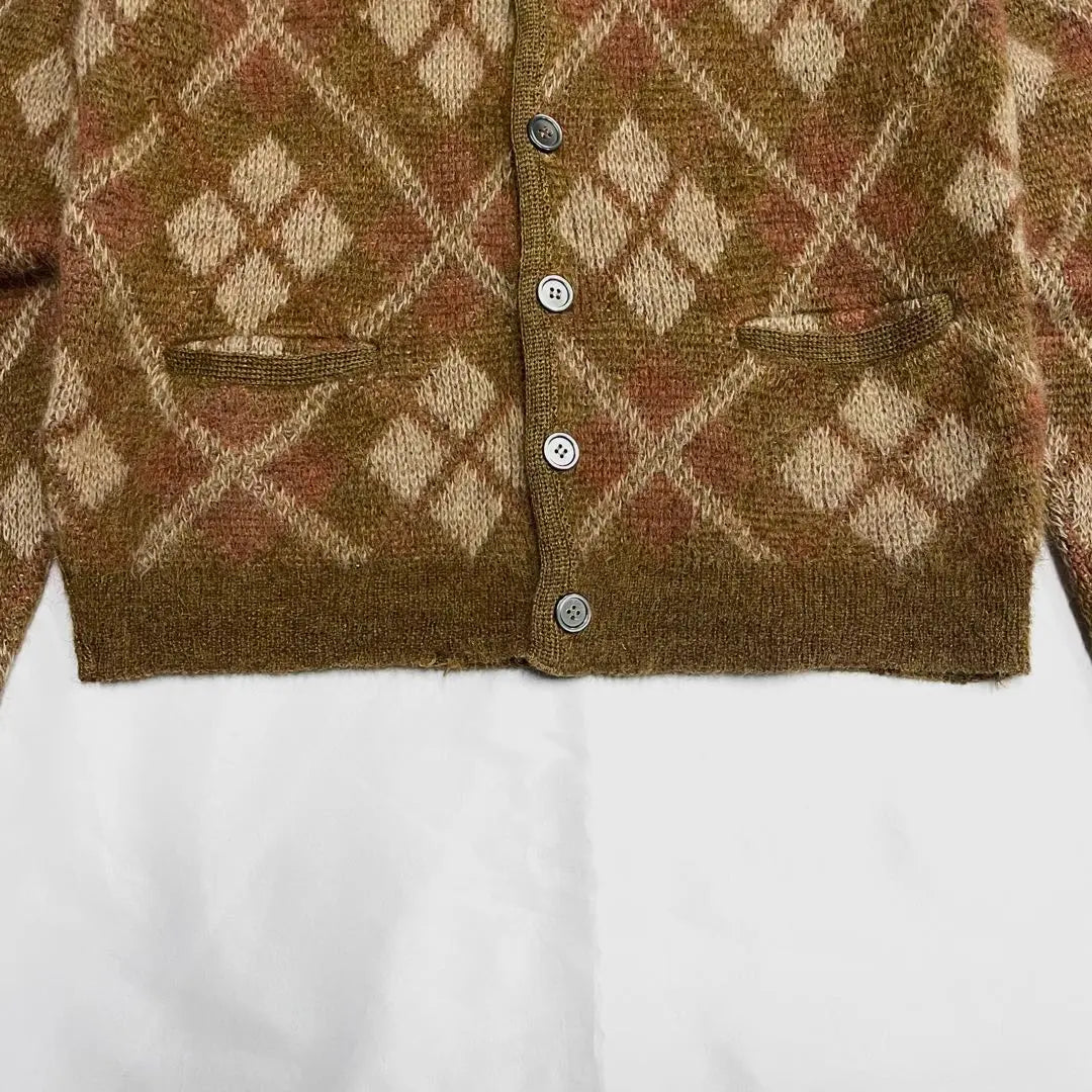 Hair foot length 1960's "MILFORD" Argyle pattern mohair cardigan